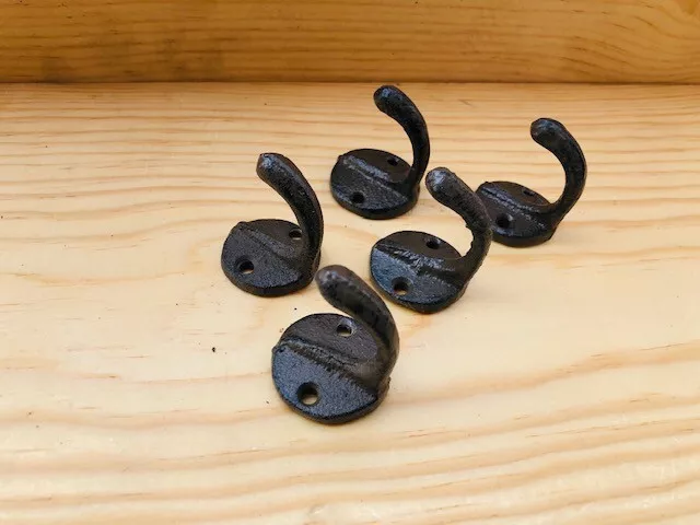 5 Small Rustic Coat Hooks Cast Iron Wall Mount Hat Hook Towel Cap Dog Leash Key