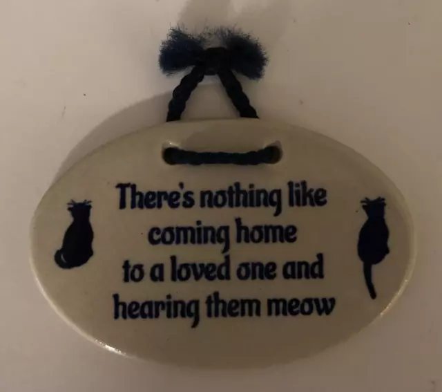 Mountain Meadow Pottery Handcrafted Plaque COMING HOME Cats Kittens 3.5" x 5.5"