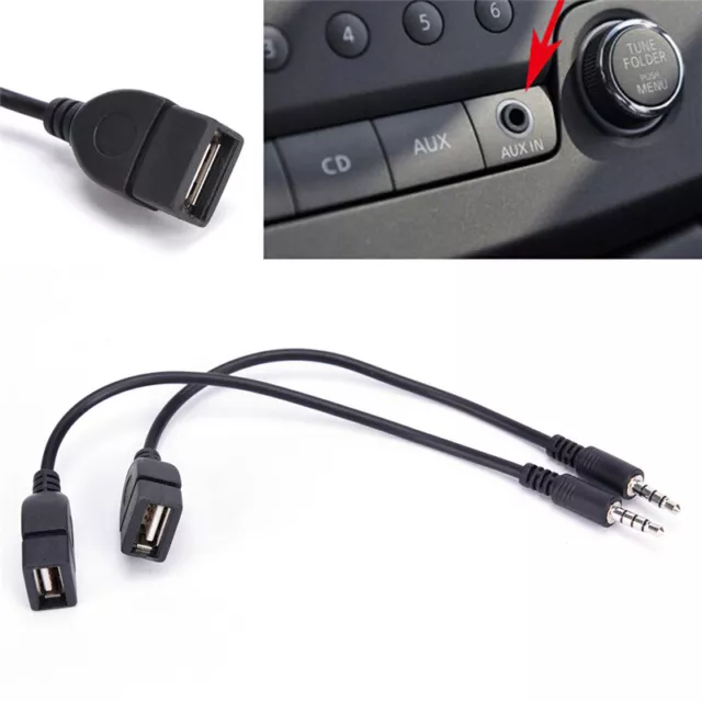 3.5mm Male AUX Audio Plug Jack To USB 2.0 Female Converter Cable Cord NTJCAU WY4
