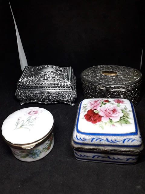 Vintage Hinged Jewellry Boxes X4 All Small