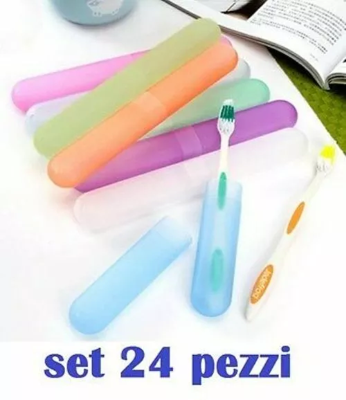 Set 24pz Custodia Porta Spazzolino Da Denti Da Viaggio Colorati bal