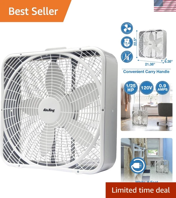 20-INCH WHITE BOX Fan with 3-Speed Controls for Optimal Air Circulation ...