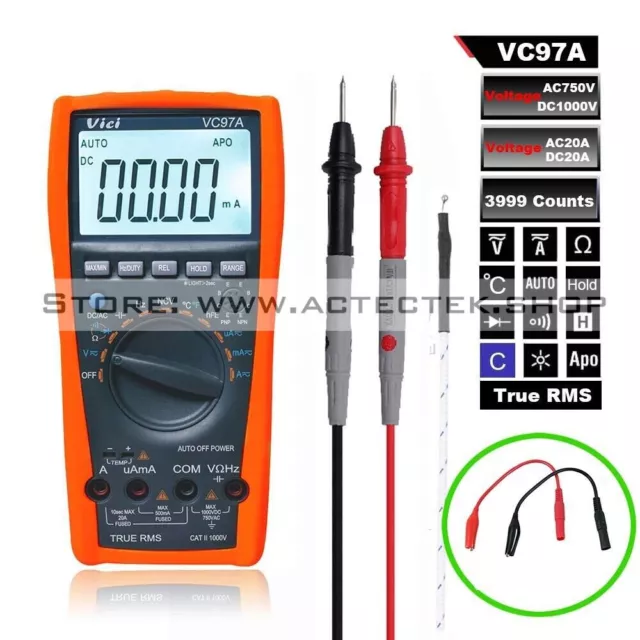 VC97A 3999 True RMS Digital Multimeter auto range DMM AC DC Voltage US Seller