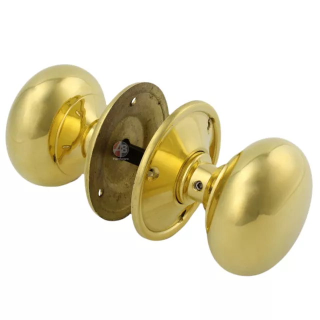 Solid Polished Unlaquered Brass Cottage Door Rim Knobs Handle Pair 40 50 55 65mm