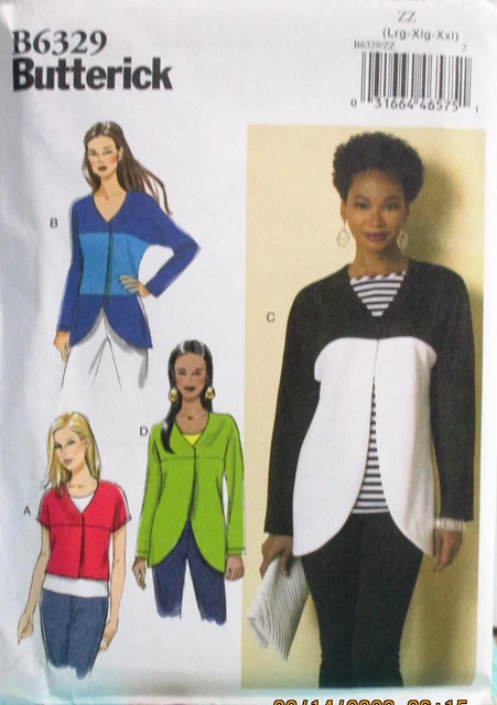 UNCUT -Butterick Pattern #B6329 - Misses Jacket Sizes L to XXL - 4 Styles