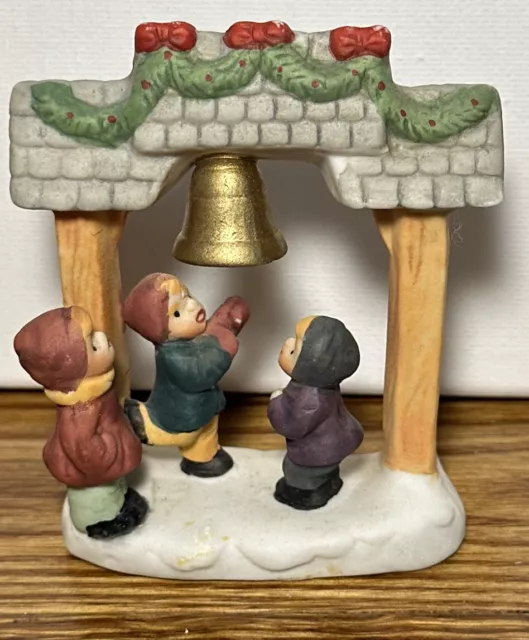 Vintage Lemax Dickensvale Christmas Village Porcelain Figurine Ringing Town Bell