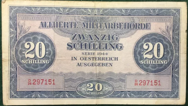 Austria 20 Schilling 1944 P. 107 WW2Allied Liberation Issue