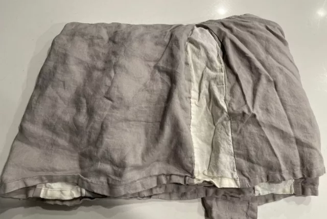 RH Restoration Hardware Baby Washed Organic Linen Crib Skirt Grey Cream Nursery