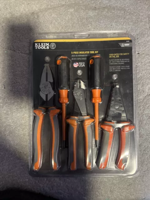 Klein Tools 1000V 5-Piece Insulated Tool Kit Safety Rated 9415R - USA MADE