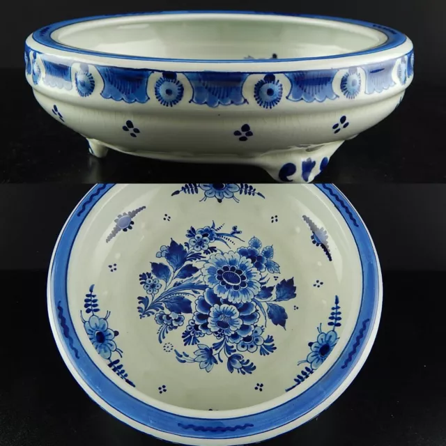 Antigua 1951 Centros de Mesa Fruta Cerámica Blanco Azul Royal Delft Pintado Mano