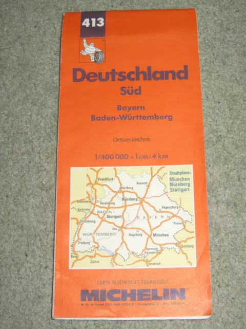 Germany: Michelin Regional Map sheet 413 South Germany - 1994 Scale 1:400,000