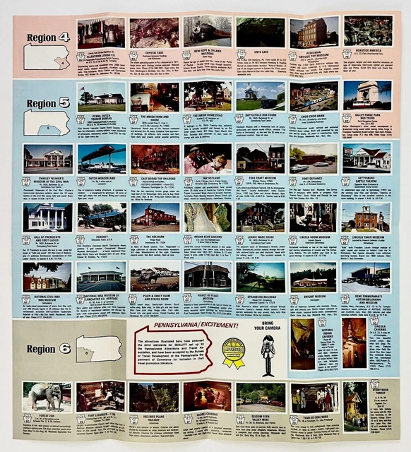 1970S PENNSYLVANIA TOURIST Attractions Map Guide Vintage Travel ...