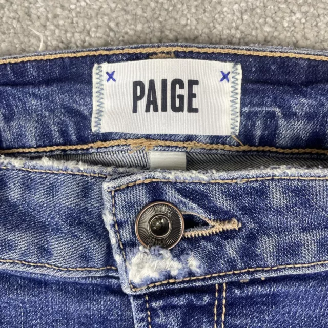 Paige Jacqueline Straight Jeans Womens Size 31 Patchwork Denim Unique Distressed 3