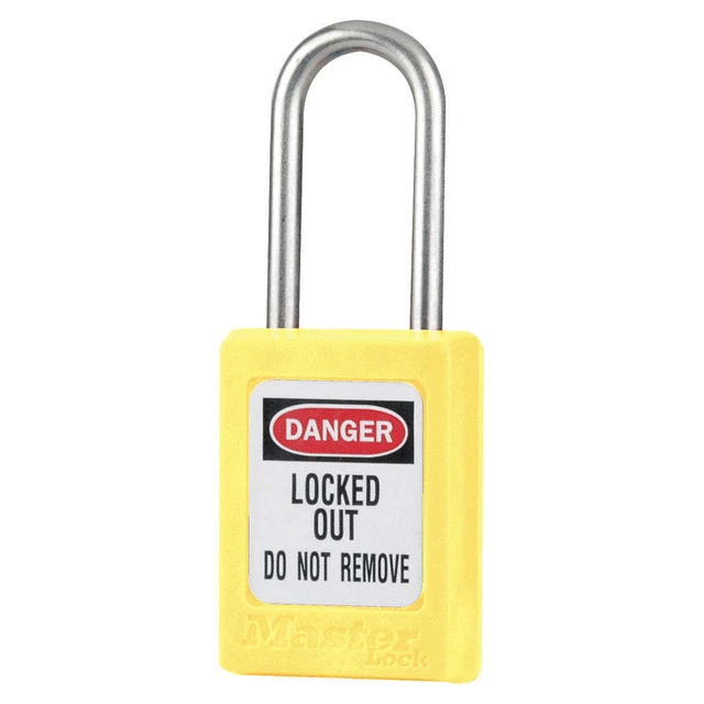 MASTER LOCK S33KAS12YLW Lockout Padlock,KA,Yellow,1-13/16"H,PK12