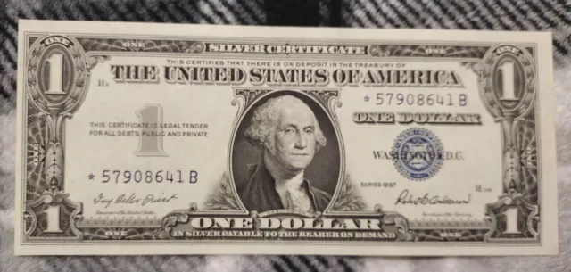 1957 One Dollar Silver Certificate Star Note - Choice Uncirculated Gem ...Error