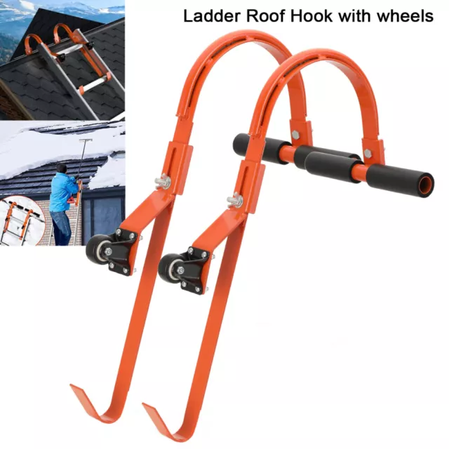 2 Pack Ladder Stabilizer Roof Hook Standoff Stand Helper w/ Wheels max 500lbs us