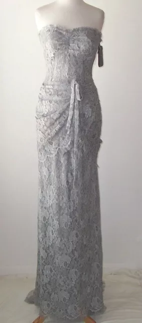 DOLCE & GABBANA Gray Lace Bustier Dress Gown 42 4 6 DOLCE & GABBANA Gray Lace Bustier Dress Gown 42 4 6