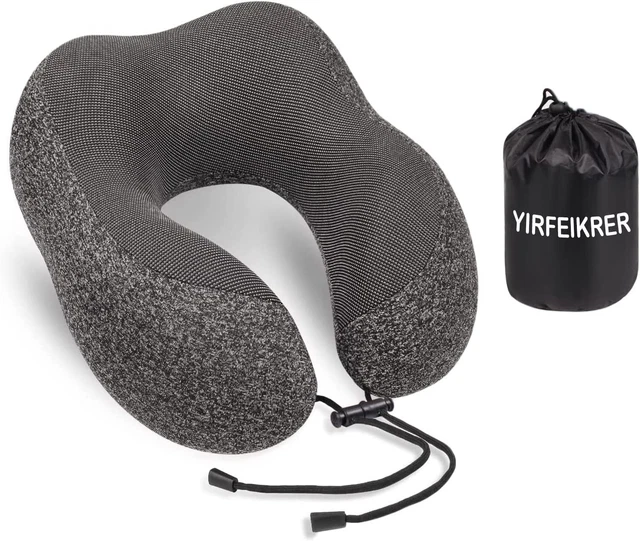 Memory Foam Travel Use Pillow Neck Support Cushion With Bags Carry Ear/Black
