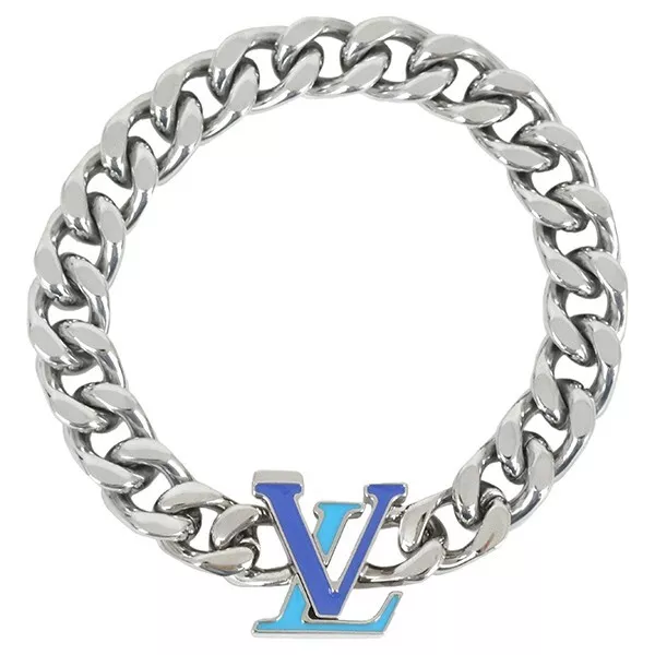 Auth LOUIS VUITTON Bracelet Chain Monogram M00309 Silver LE2242 Bracelet
