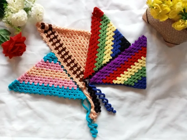 Diadema de crochet bandana hecha a mano multicolor