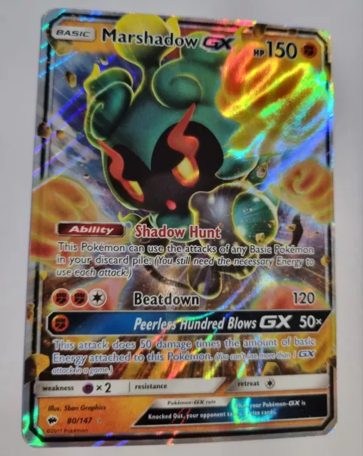 Pokemon Card Marshadow GX 80/147 SM Burning Shadows Half Art Near Mint