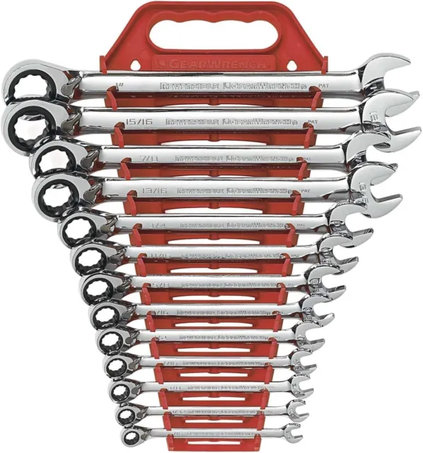 13 Pc. 12 Pt. Reversible Ratcheting Combination Wrench Set, SAE - 9509N
