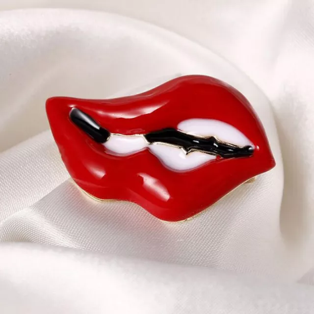 Mode Frauen rote Lippen Brosche Pin Kragen Dekoration Abzeichen Korsage Schmuck gif Sn
