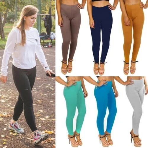 Leggings Donna Pantaloni Lunghezza Intera Tinta Unita Designer Comodo Leggings
