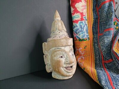 Old Thailand Carved Head with Inlaid Eyes and Moving Tongue  …beautiful patina..