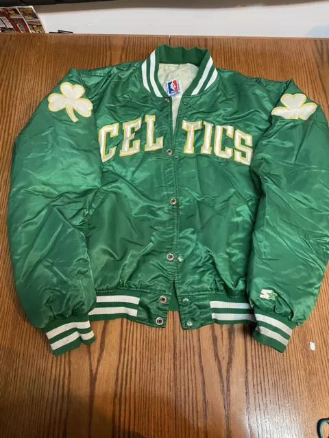 Vintage 90s NBA Basketball Starter Boston Celtics Green Satin Jacket Size XL