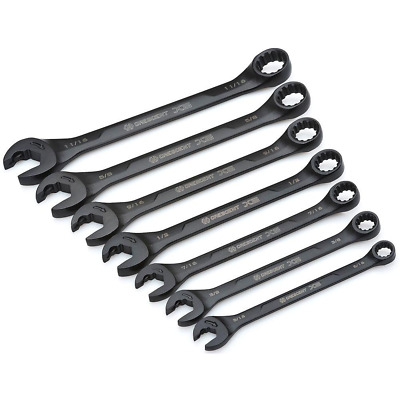 Ratcheting Open-End & Static Box-End, SAE Combination Wrench Set (7-Piece)