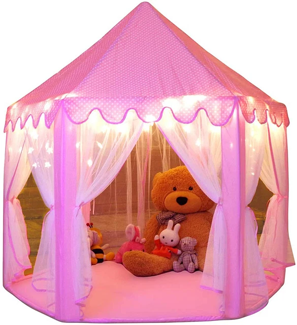 Monobeach Princess Tent Girls Large Playhouse Kids Castle Play Tent with Star Li