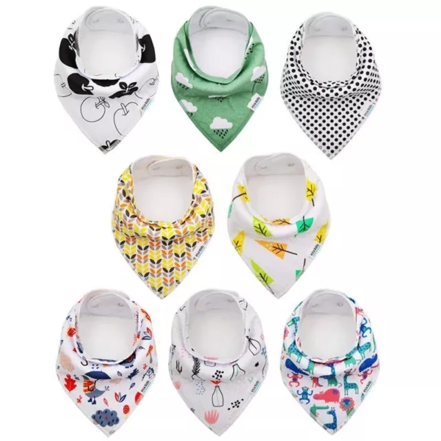 Baby Bandana drool teething Bibs 8-pack Cotton Absorbent Soft Boy Girl