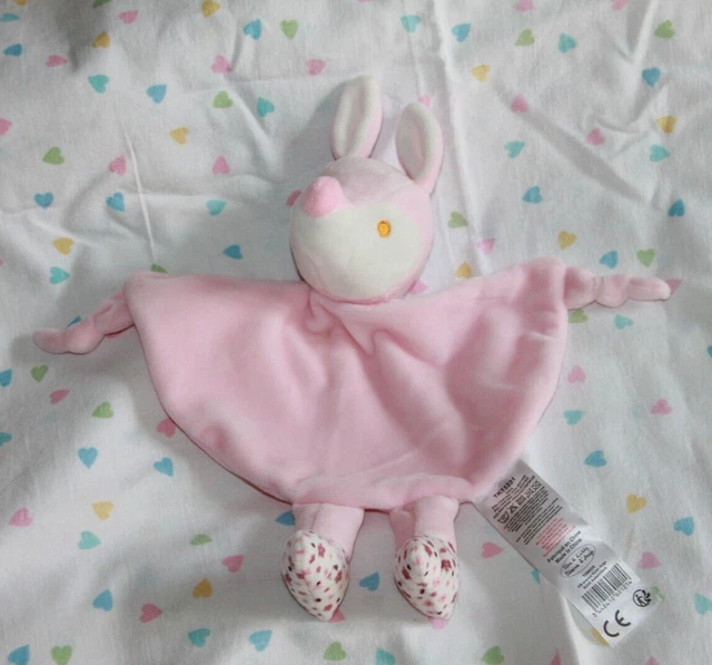 Doudou Tom Et Kiddy Bisous D Ange Faon Biche Plat Rose Blanc Grelot Neuf
