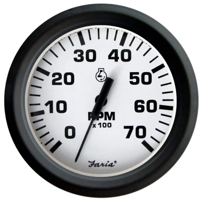 Faria Euro White Tachometer 0-7000 RPM Outboard #32905