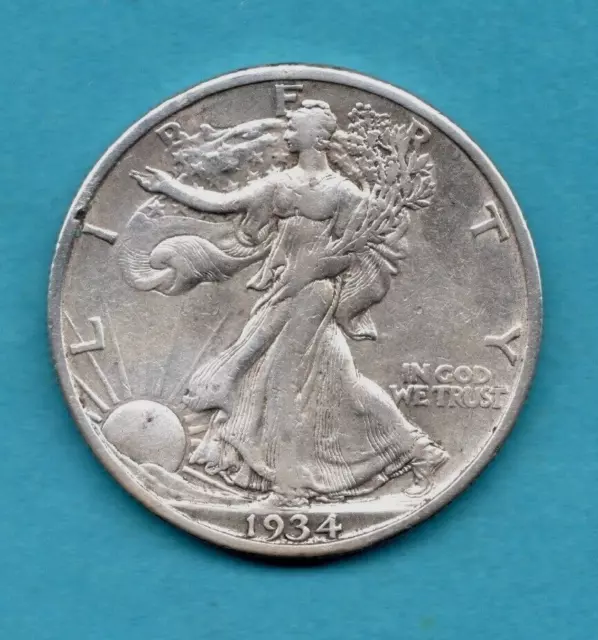 1934 S, Usa Silver Half Dollar Coin. San Francisco Mint. Walking Liberty.