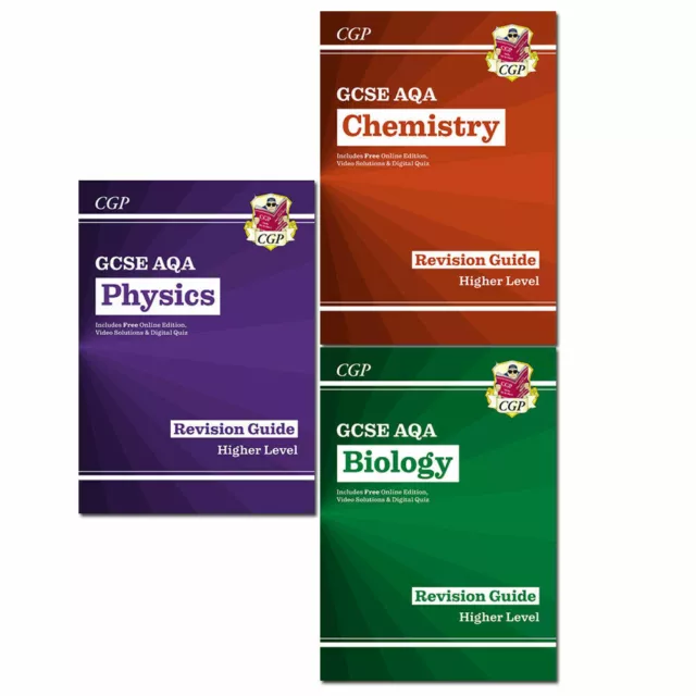 CGP GCSE AQA Revision Guide 3 Books Collection Set(Physics , Biology, Chemistry)