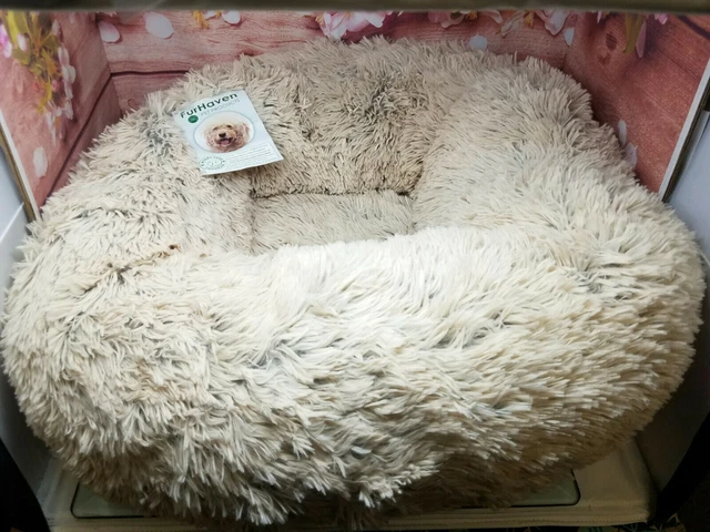 Plush Faux Fur Calming Anti-Anxiety Donut Bed, Dog Bed for Small & Medium Dog