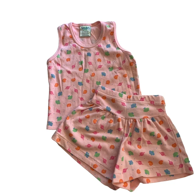 Vintage 90’s Sprockets Mervyns Kid Tank Short Outfit Seashell 24 Months Pink USA