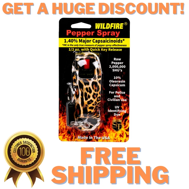WildFire Pepper Spray Halo Holster 1/2oz Self Defense Protection Black Orange