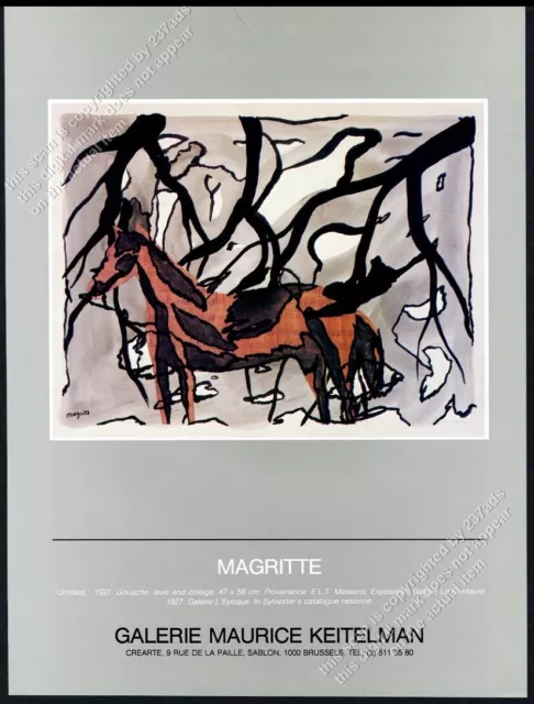 1983 Rene Magritte 1927 horse art Brussels gallery vintage print ad