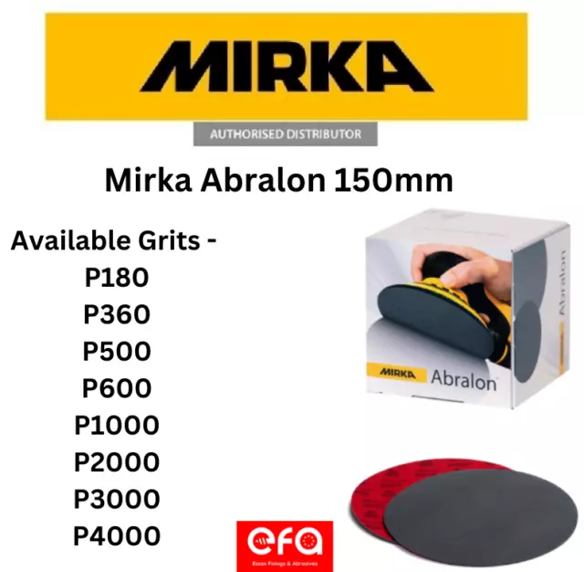 Mirka Abralon Sanding Discs/Pads 150mm (6") Wet or Dry DA Sander Grits 180-4000