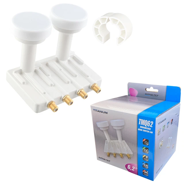 Schwaiger Unicable LNB Quad 4+2 – Per Sistemi Satellitari, Resistente Alle Intemperie, Con Uscita Legacy - 4