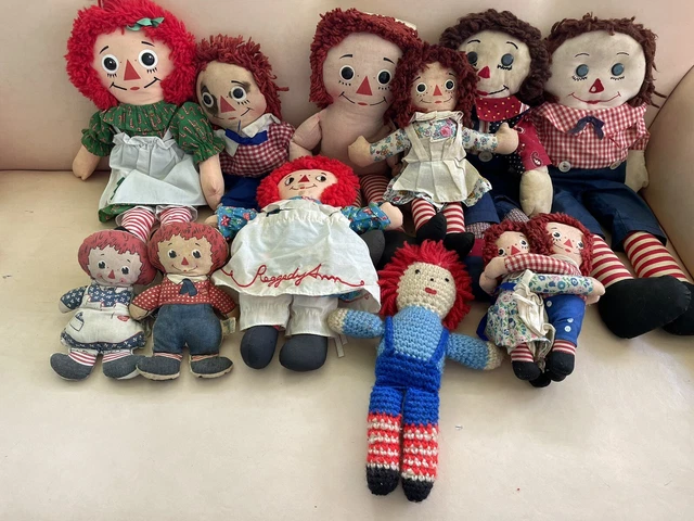 Lot of 12 Knickerbocker Playskool Applause Raggedy Ann & Andy Dolls