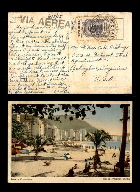 Mayfairstamps Brazil 1955 Arlington VA Beach Buildings off Water Postcard aag_45
