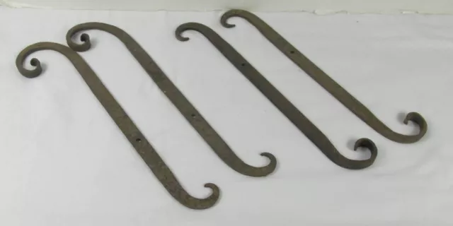 Lot of 4 Antique Vintage Wrought Iron Shutter Dogs S Shaped Hand Forged 1800's