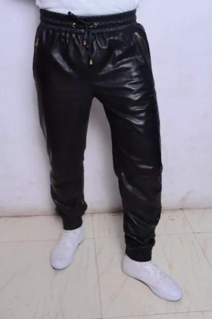 Leather Joggers Black Leather Pants Mens Soft Lambskin Jogger Style Trouser