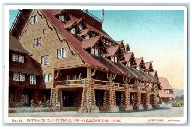 1910 Entrance Old Faithful Inn Yellowstone Park Wyoming WY Haynes Photo Postcard