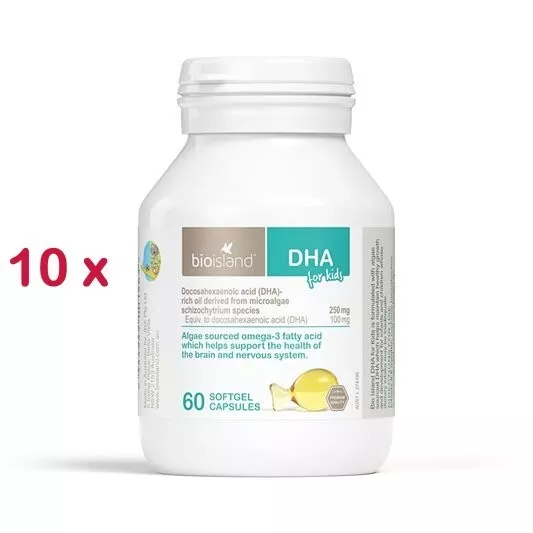 BEST PRICE! BULK BUY 10 x BIO ISLAND DHA 60 CAPSULES BIOISLAND(Promotion)