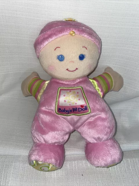Fisher Price Babys First Doll Plush Rattle 10 Inch 2008 Stuffed Animal Toy